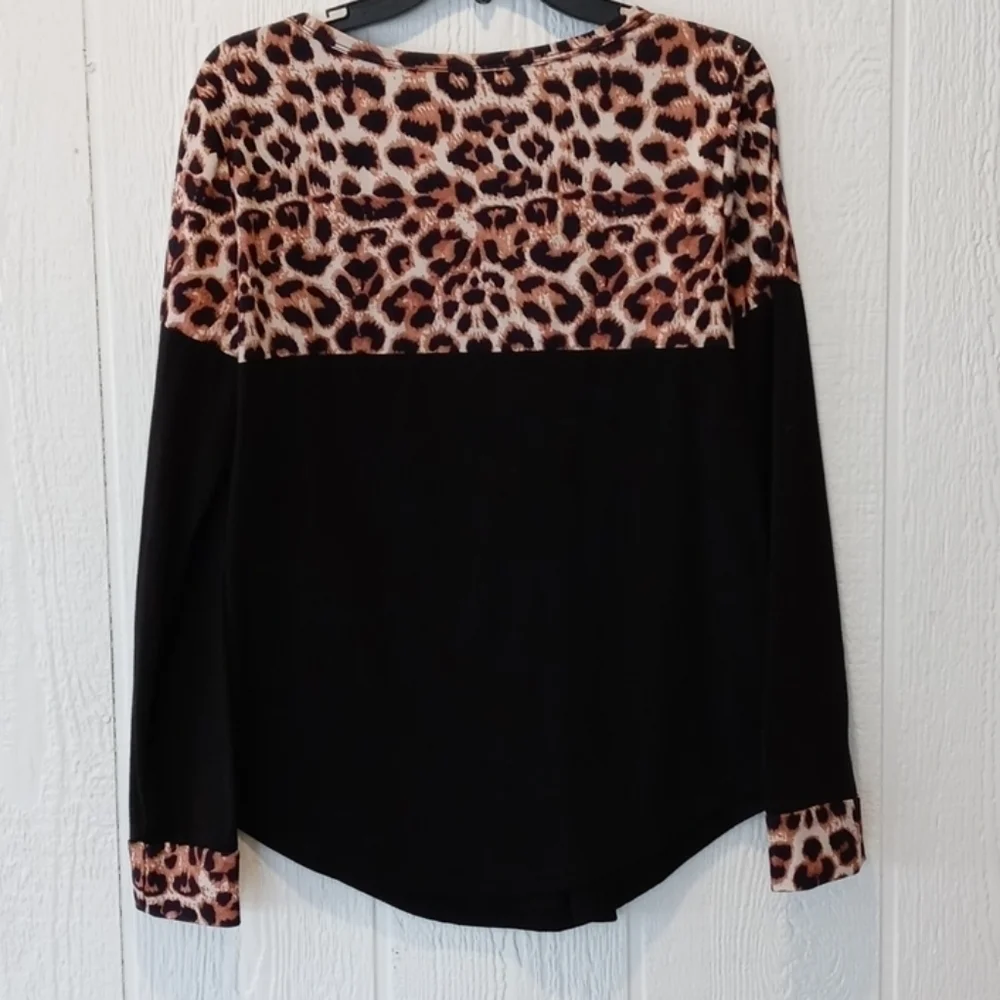 Shein long sleeve blouse large or 8/10 leopard
